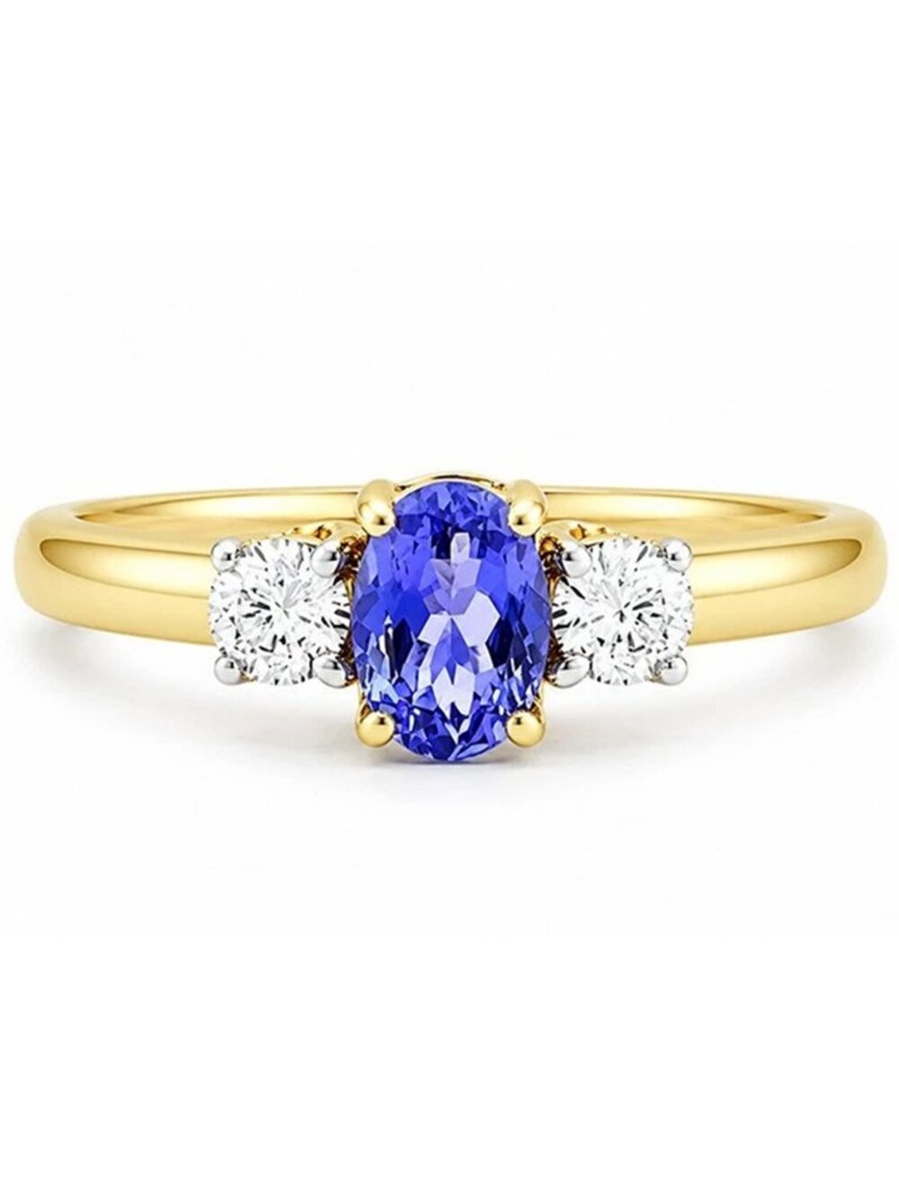 Genuine 0.67 Cts Good Quality Tanzanite & Diamonds Ring 14k Gold